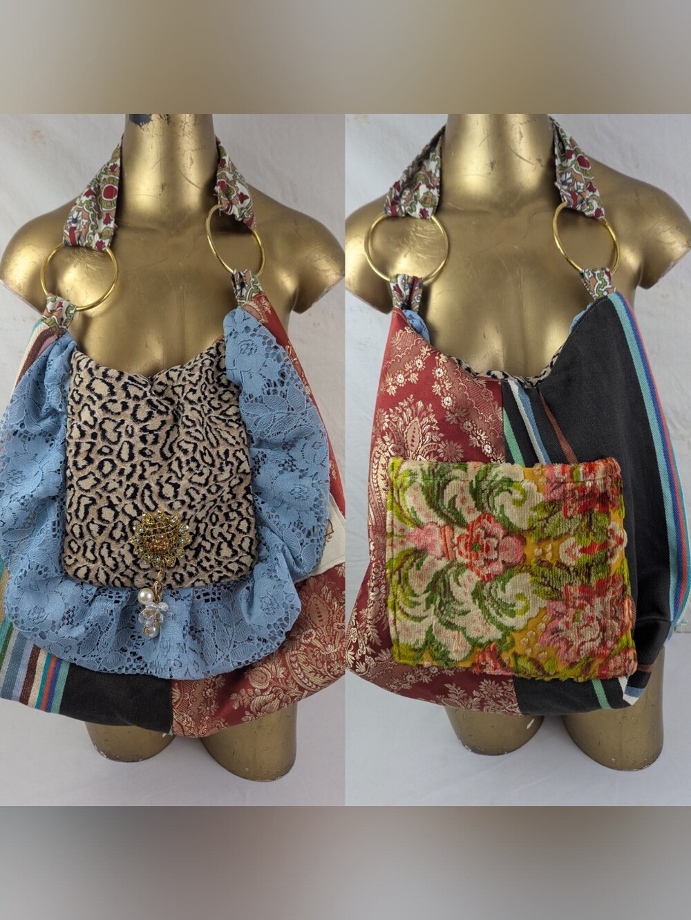Boho Shoulder Bag Patchwork Floral & Lace Multicolor Choose To Plunder NWOT
